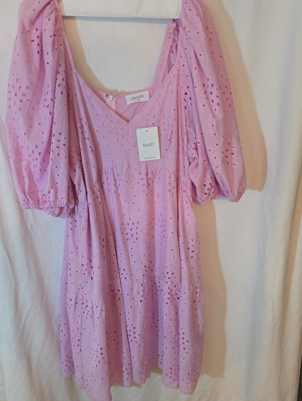 Pink Eyelet Mini Dress